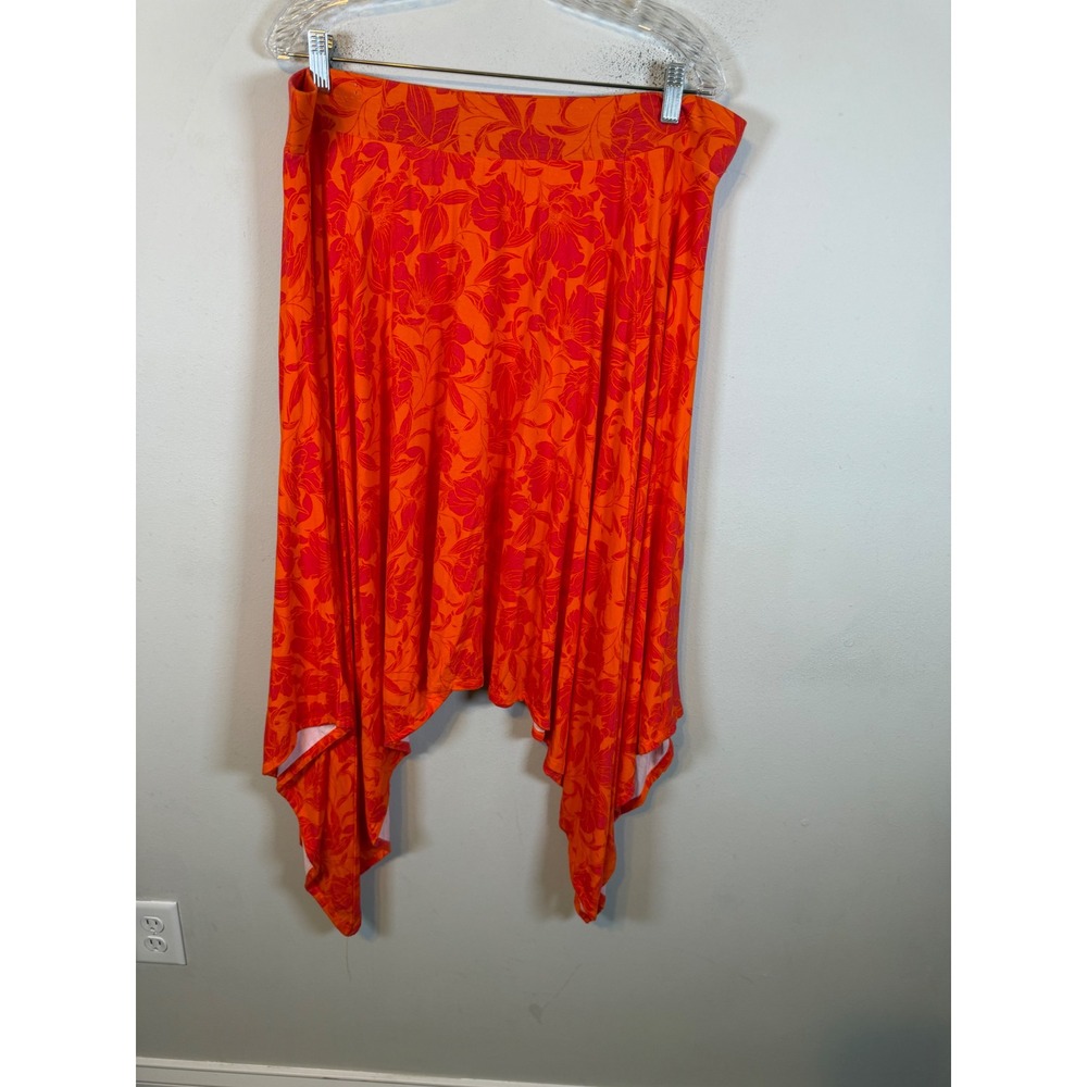 Torrid Womens Skirt Super Soft Floral Hanky Hem Orange Size 1 Flawed